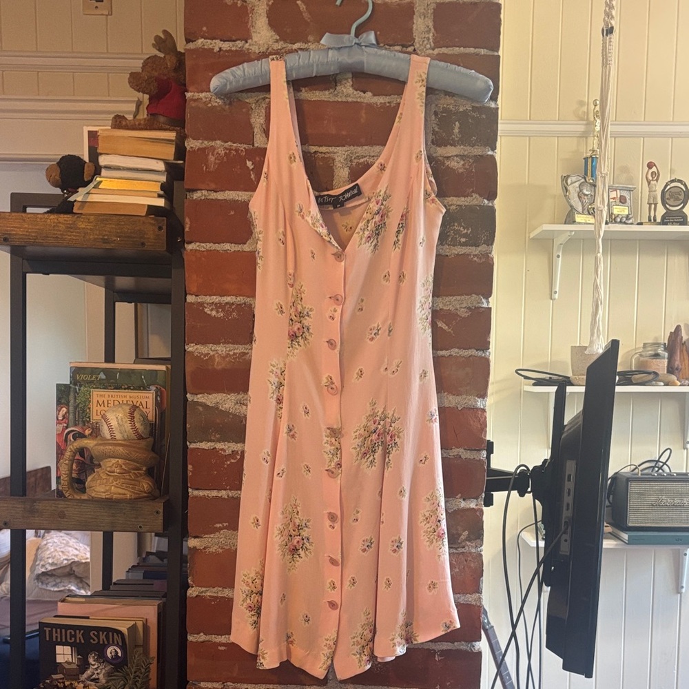 Vintage 90s Betsey Johnson pink cottagecore mini dress